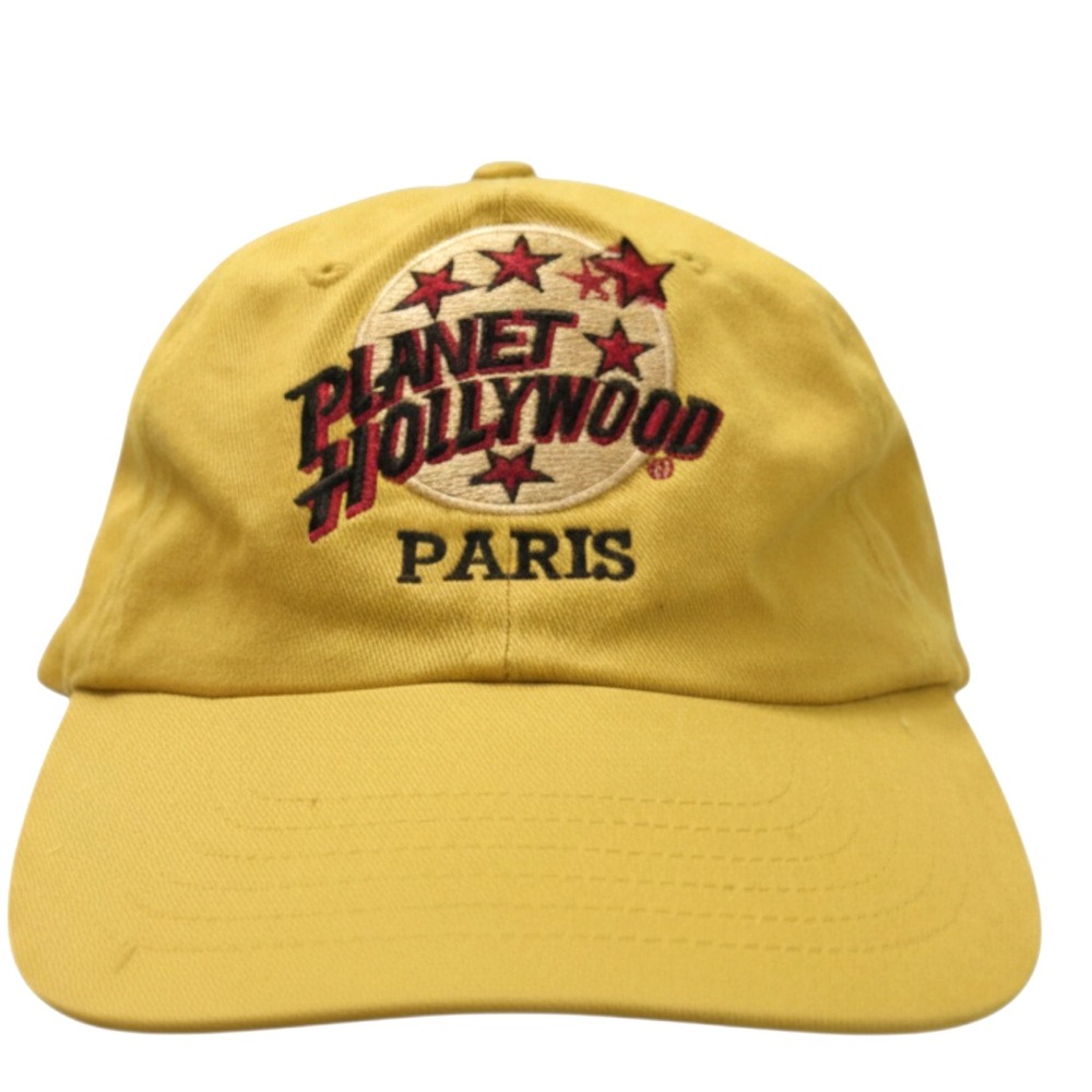 Vintage PLANET HOLLYWOOD PARIS Golden Yellow ADJUSTABLE BACK Twill HAT CAP OS